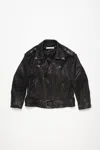 Acne Studios Crinkled Leather Biker Jacket In Black