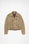 Acne Studios Crinkled Leather Biker Jacket In Brown