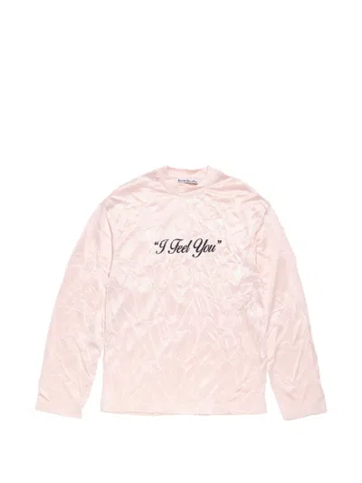 Acne Studios Crinkled Long-sleeves T-shirt In Pink