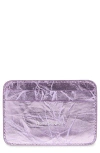 Acne Studios Crinkled Metallic Leather Card Case In Lavender Purple