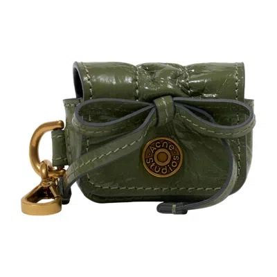 Acne Studios Crinkled Patent Calfskin Shoulder Bag In Green