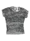 Acne Studios Crochet-knit Cropped T-shirt In Gray