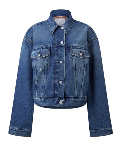 Acne Studios Crop Denim Jacket In Blue