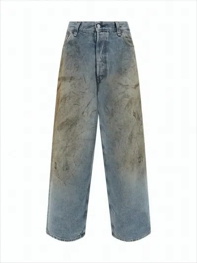 Acne Studios Cropped Blue Denim Pants With Distressed Finish