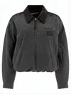 Acne Studios Cropped Bomber Jacket With Pointed Collar In Black