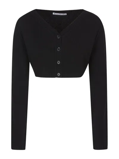 Acne Studios Cropped Buttoned Sweater In Black