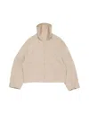 Acne Studios Cropped Cashmere Blend Jacket With High Stand Collar And Front Zipper In Neutral