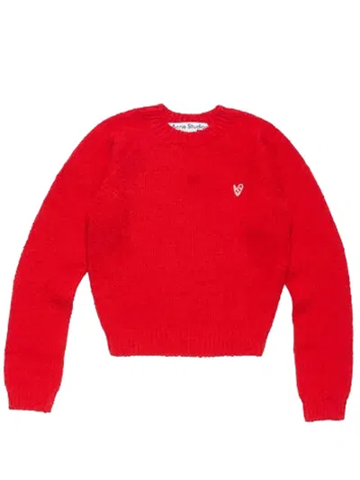 Acne Studios Cropped Crewneck Sweater Woman Red