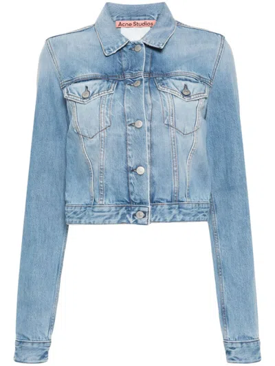 Acne Studios Cropped Denim Jacket In Blau