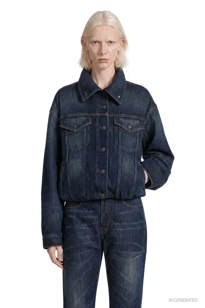 Acne Studios Cropped Denim Jacket In Blue