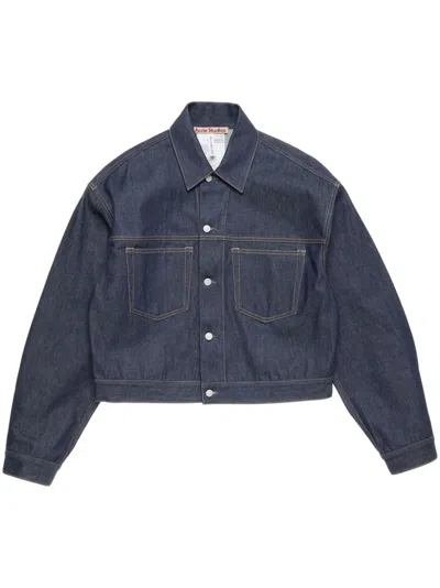Acne Studios Cropped Denim Jacket In Blue