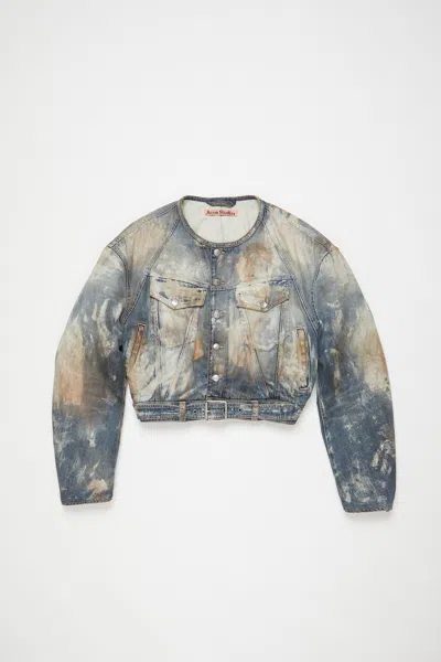 Acne Studios Cropped Denim Jacket In Mid Blue