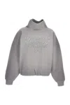 Acne Studios Brushed Cotton Fleece Funnel Neck Logo Sweatshirt With Balloon Hem In Transparent