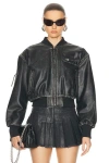 Acne Studios Aged Leather Bomber Jacket With Distressed Treatment In Black