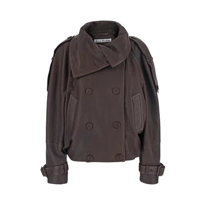 Pre-owned Acne Studios Cropped Leather Trench Coat 'dark Brown' | Women's Size 34