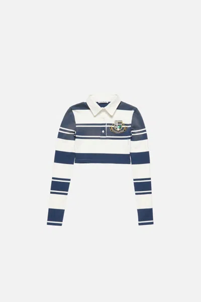 Acne Studios Cropped Long-sleeves Polo Top In Blue
