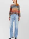 Acne Studios Cropped Long Sleeve Wool Jersey Top In Multi