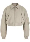 Acne Studios Cropped Nylon Bomber Jacket In Light Grey