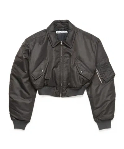 Acne Studios Gray Relaxed-fit Bomber Jacket In Black