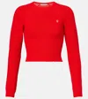 Acne Studios Cropped Ribbed-knit Cotton-blend Sweater In Red