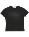 Acne Studios Cropped Slim-fit Black T-shirt With Embossed Logo In Black