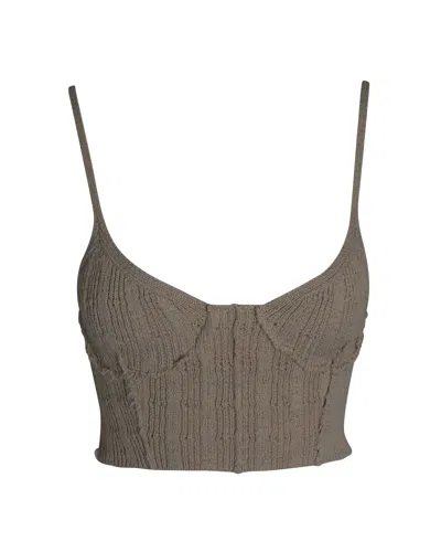 Acne Studios Cropped Tank Top In Beige Wool In Brown