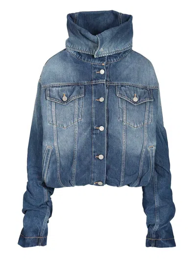 ACNE STUDIOS CRUMPLED DENIM JACKET JACKETS BLUE