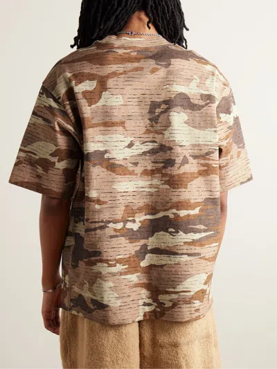 Pre-owned Acne Studios Crystal-embellished Camouflage-print Cotton-jersey T-shirt In Multi