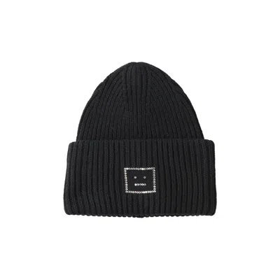 Pre-owned Acne Studios Crystal Face Logo Beanie 'black' | Men's Size Onesize