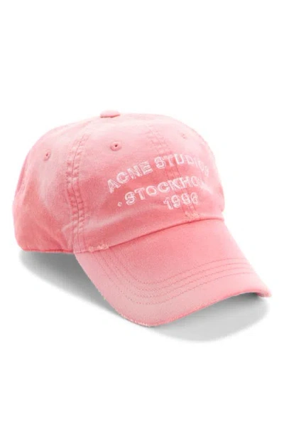 Acne Studios Cuddy Distressed Sun Kissed Ball Cap In Pink