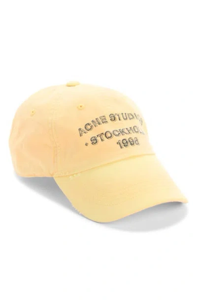 Acne Studios Cuddy Distressed Sun Kissed Ball Cap In Yellow