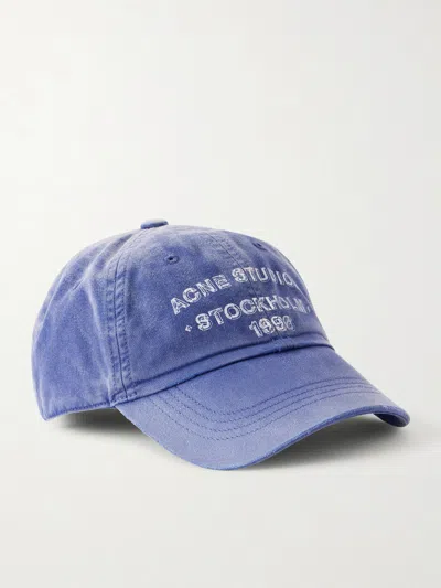 Acne Studios Cuddy Sunkissed Logo-print Cotton-twill Baseball Cap In Blue