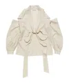 Acne Studios Bow-tie Open-shoulder Blouse In Neutral