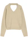 Acne Studios Elbow-patch V-neck Sweater In Neutral