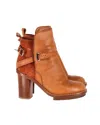 Acne Studios Cypress Con Ankle Boots In Brown Leather In Orange