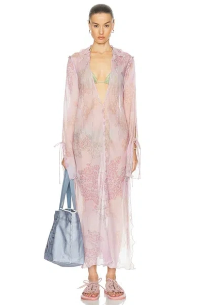 Acne Studios Daftan Lace Camo Long Sleeve Dress In Pink