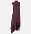Acne Studios Dale Asymmetric Silk Maxi Dress In Burgundy