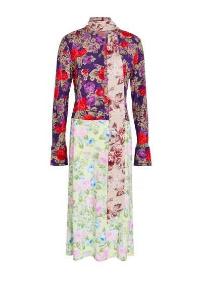 Acne Studios Scarf-detailed Floral-print Crepe Midi Dress In Multi