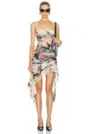 Acne Studios Printed Midi Dress In Multi Yellow