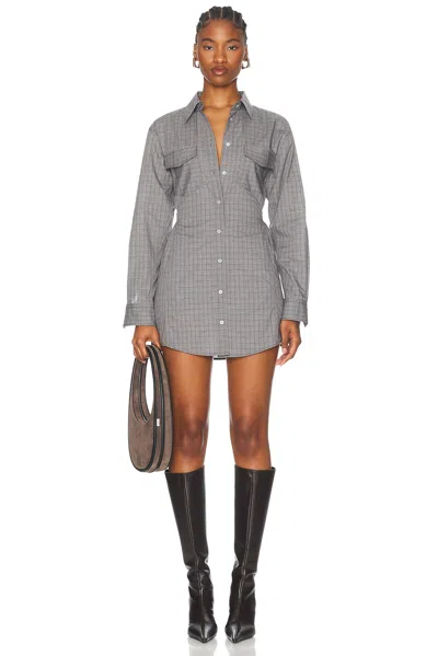 Acne Studios Dara Shirt Dress In Multi Grey