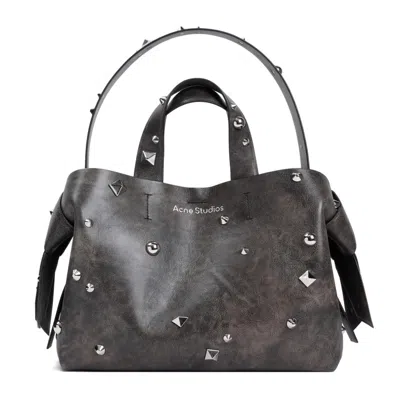 Acne Studios Dark Brown Calf Leather Bag In Grey