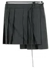 Acne Studios Wool Blend Pleated Skirt With Belted Waist In Black