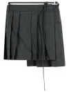 Acne Studios Wool Blend Pleated Skirt With Belted Waist In Gray