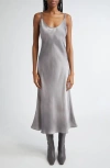 Acne Studios Darma Satin Slip Dress In Multi Grey Bq9