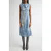 Acne Studios Blue Printed Sequin Midi Dress In Mid Blue Auzzuro