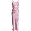 Acne Studios Crinkled Satin Dress In Lilac Purple