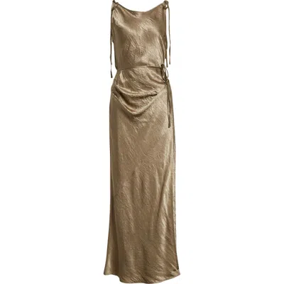 Acne Studios Dayla Satin Midi Dress In Gold