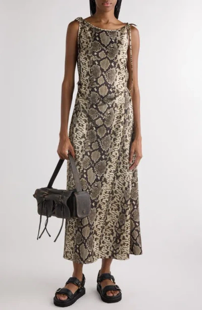 ACNE STUDIOS ACNE STUDIOS DAYLA PYTHON PRINT FLUID SEERSUCKER SATIN SLIPDRESS