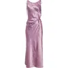 Acne Studios Crinkled Satin Dress In Purple