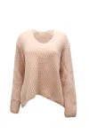 Acne Studios Knitted Scoop Neck Sweater In Brown Linen In Pink